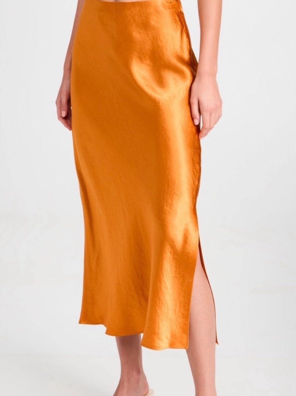 Vince Golden Orange Satin Maxi Skirt